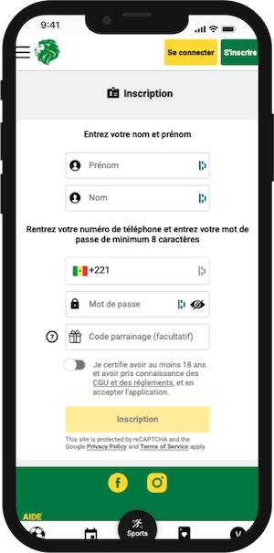 sunubet inscription sur mobile