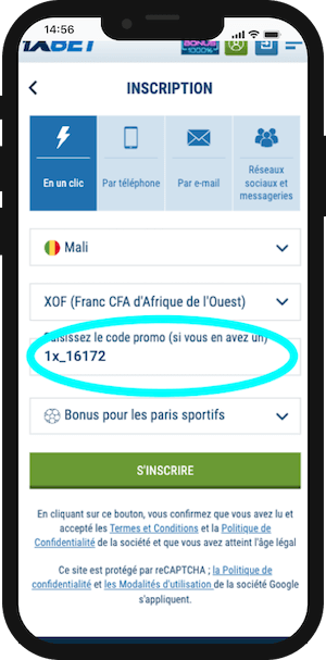 1xbet mali code promo insccription