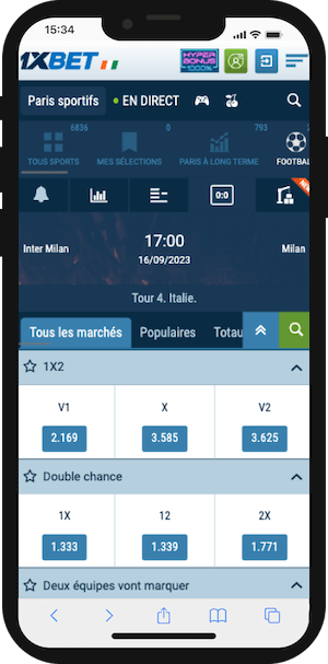 cotes inter milan ac milan avec 1xbet