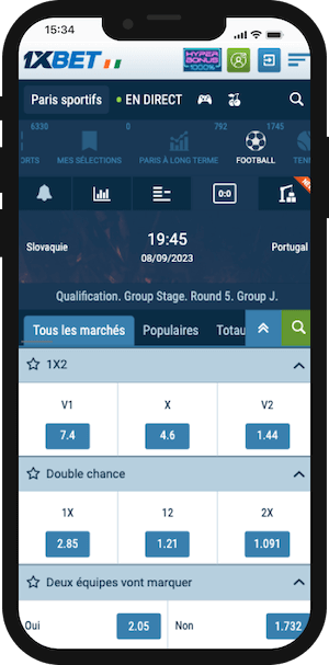 cotes slovaquie portugal sur 1xbet