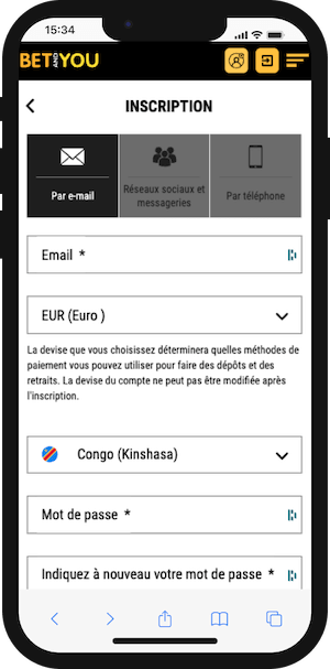 betandyou inscription sur smartphone