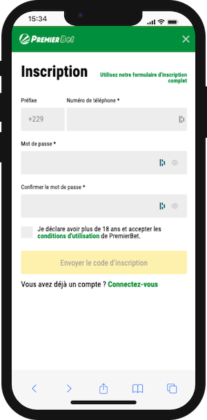 Premier bet benin inscription sur mobile