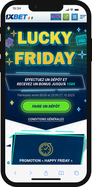 promo 1xbet lucky friday sur mobile