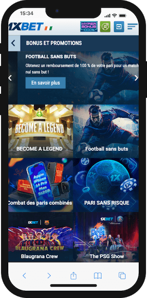 promotions 1xbet sur mobile