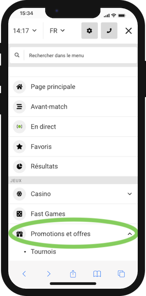 melbet menu sur mobile