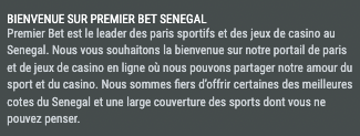 premier bet sengal bienvenue