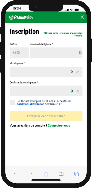 premier bet cote d ivoire inscription