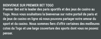 premier bet togo bienvenue