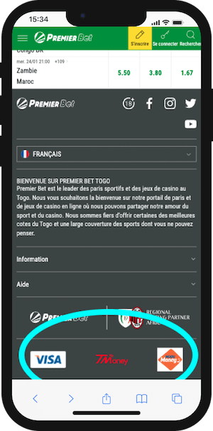 premier bet togo paiement