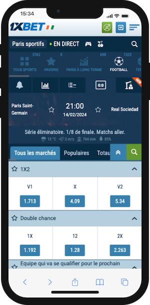 cotes psg real sociedad sur 1xbet
