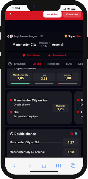 cotes city vs arsenal sur betclic