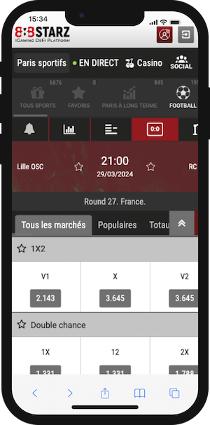 cotes losc vs rc lens sur 888starz