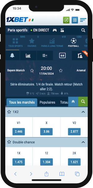 parier sur bayern vs arsenal avec le plus belles cotes 1xbet