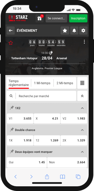 parier sur tottenham vs arsenal sur 888starz