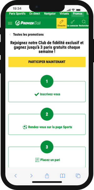 promo premier bet club fidelite 