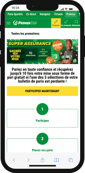 premier bet assurance pari perdant