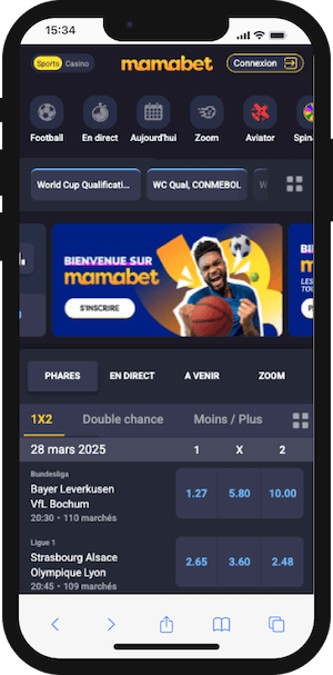 mamabet sur smartphone