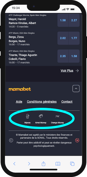 mamabet paiement sur telephone